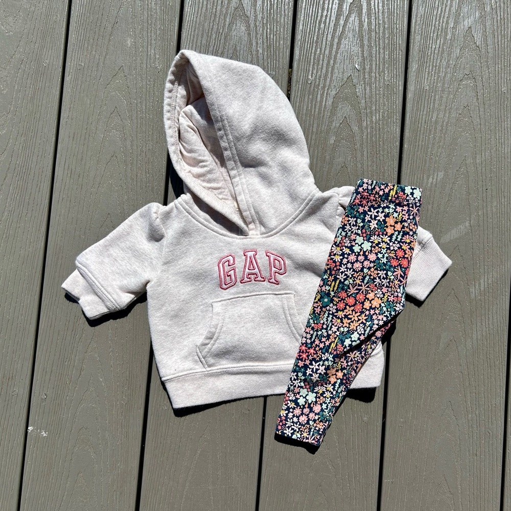 GAP hoodie and Tea floral leggings baby outfit